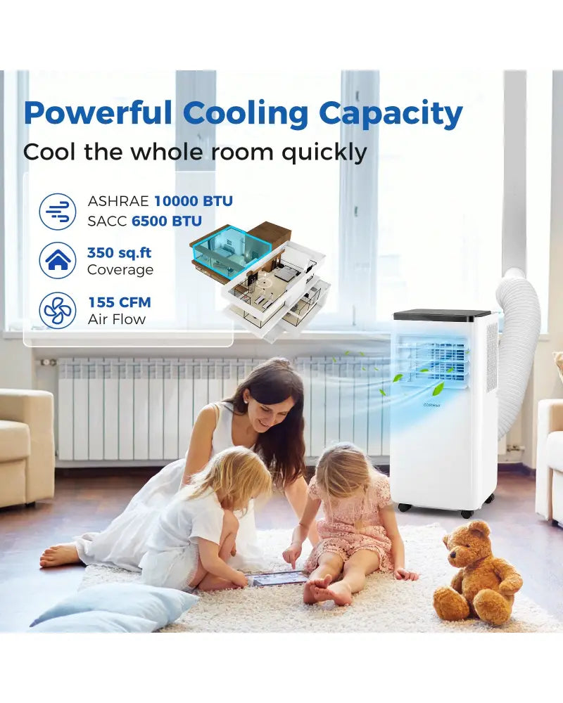 10000 BTU Portable Air Conditioner with Remote Control Cools up to 350 Sq.Ft - White - Portable Air Conditioners