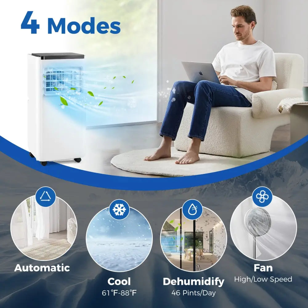 10000 BTU Portable Air Conditioner with Remote Control Cools up to 350 Sq.Ft - White - Portable Air Conditioners