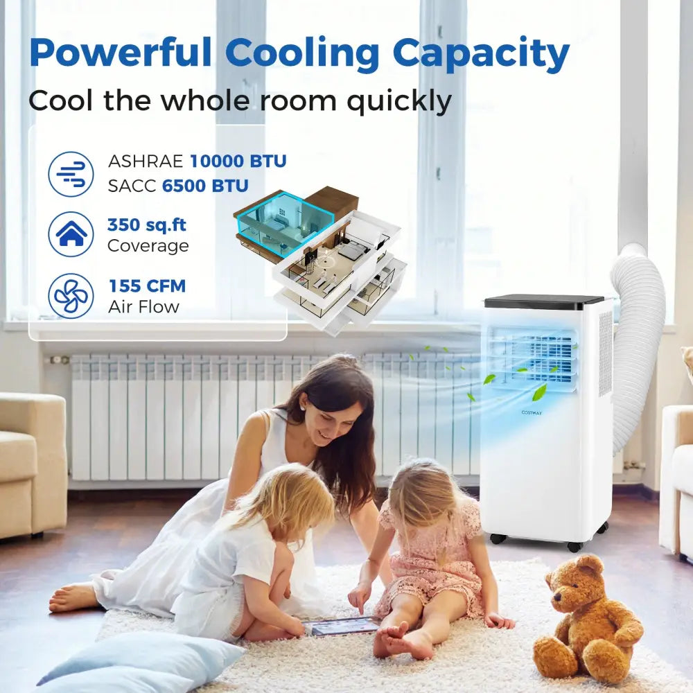 10000 BTU Portable Air Conditioner with Remote Control Cools up to 350 Sq.Ft - White - Portable Air Conditioners