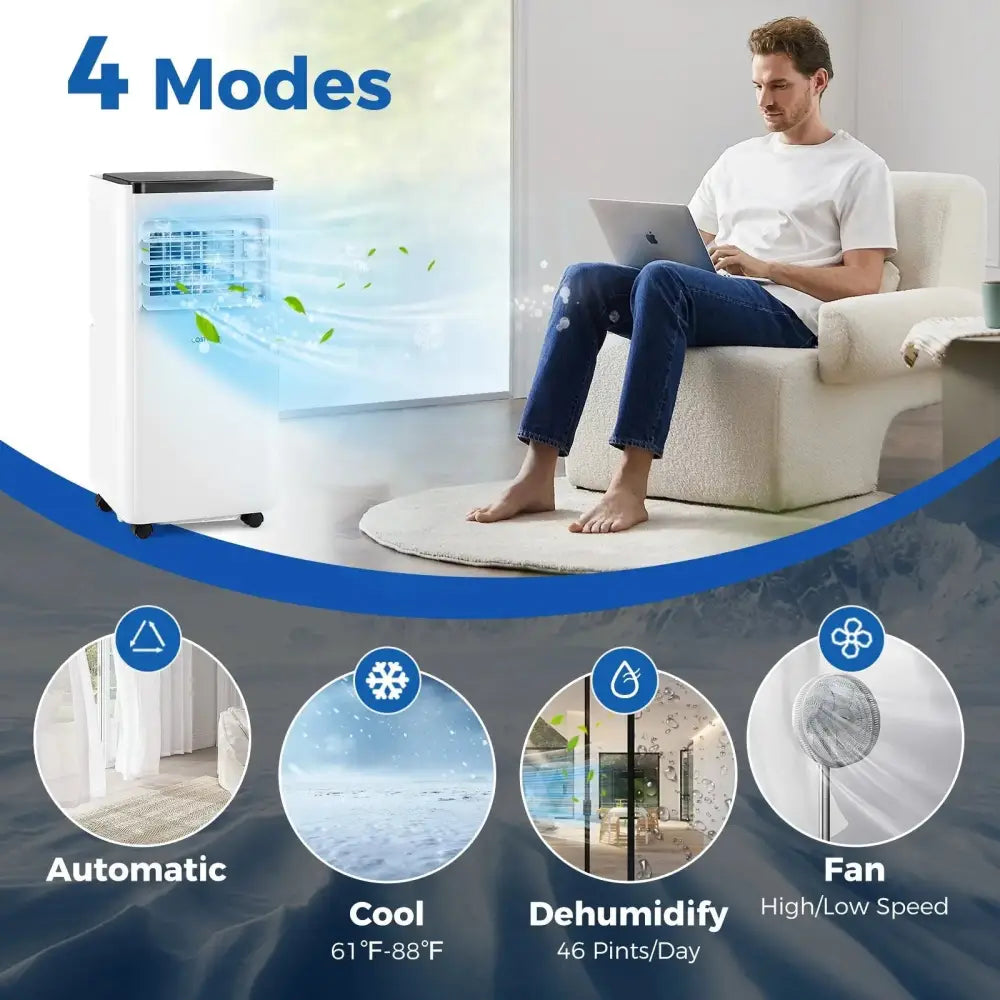 10000 BTU Portable Air Conditioner with Remote Control Cools up to 350 Sq.Ft Costway