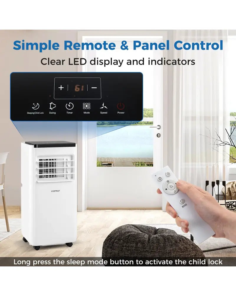 10000 BTU Portable Air Conditioner with Remote Control Cools up to 350 Sq.Ft - White - Portable Air Conditioners