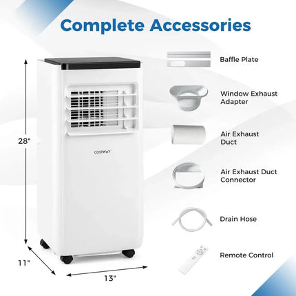10000 BTU Portable Air Conditioner with Remote Control Cools up to 350 Sq.Ft Costway