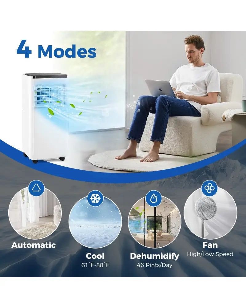10000 BTU Portable Air Conditioner with Remote Control Cools up to 350 Sq.Ft - White - Portable Air Conditioners