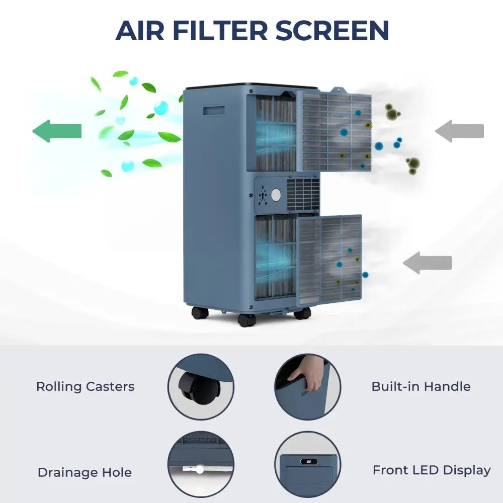 10000 BTU Portable Air Conditioner with Remote Control-Dark Blue Costway