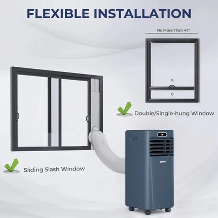 10000 BTU Portable Air Conditioner with Remote Control-Dark Blue Costway