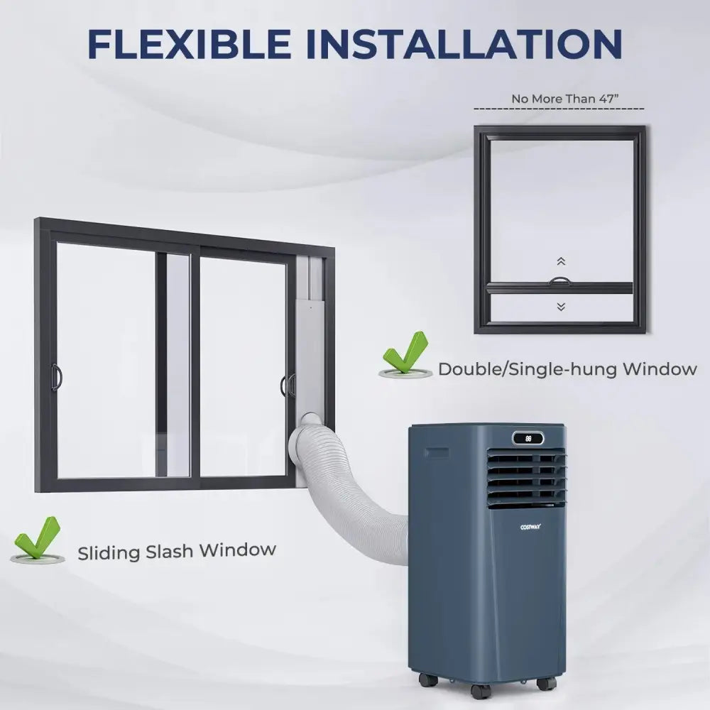 10000 BTU Portable Air Conditioner with Remote Control-Dark Blue Costway