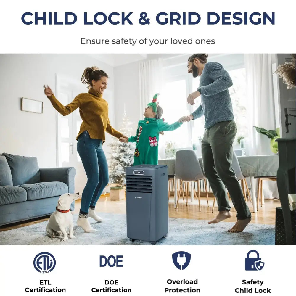 10000 BTU Portable Air Conditioner with Remote Control-Dark Blue Costway