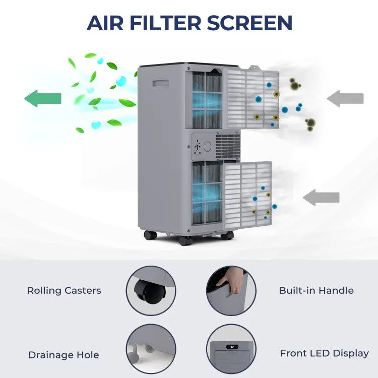 10000 BTU Portable Air Conditioner with Remote Control-Gray - Gray - Portable Air Conditioners