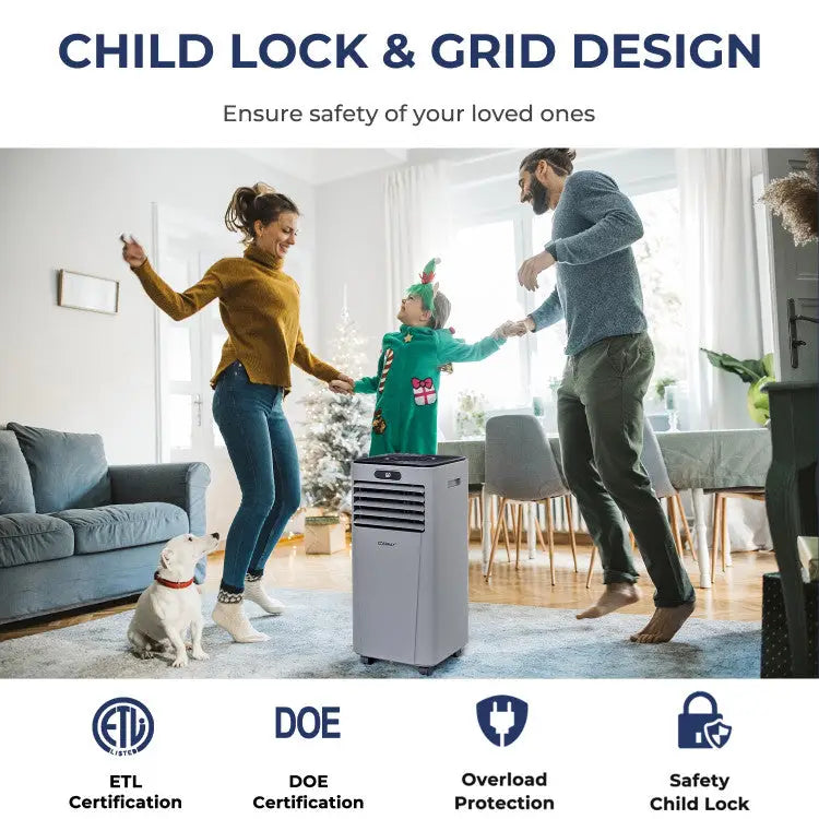 10000 BTU Portable Air Conditioner with Remote Control-Gray - Gray - Portable Air Conditioners