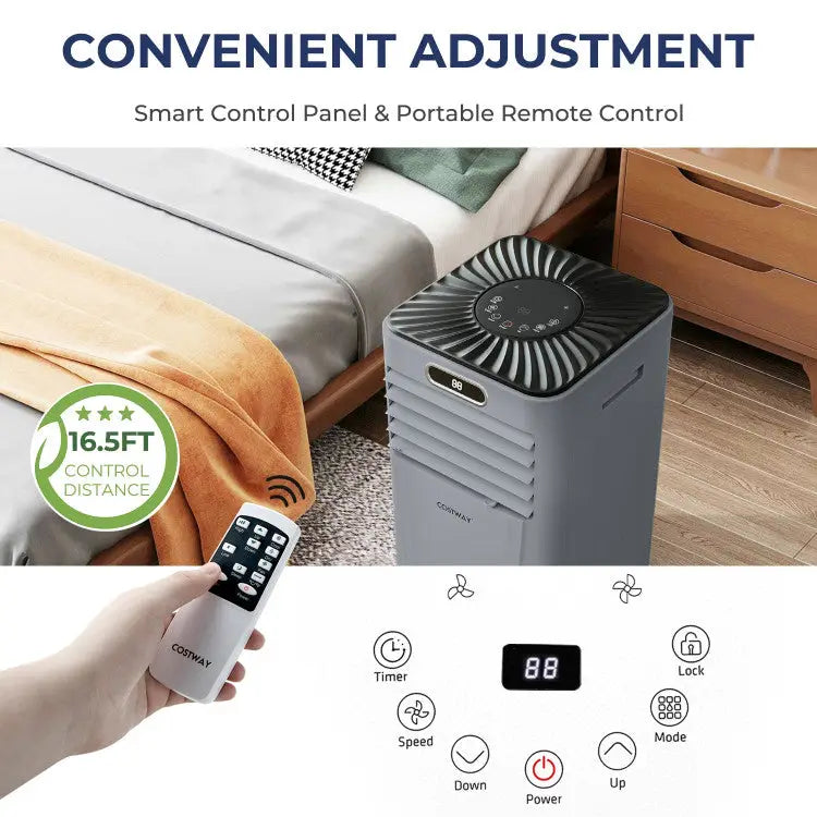10000 BTU Portable Air Conditioner with Remote Control-Gray - Gray - Portable Air Conditioners