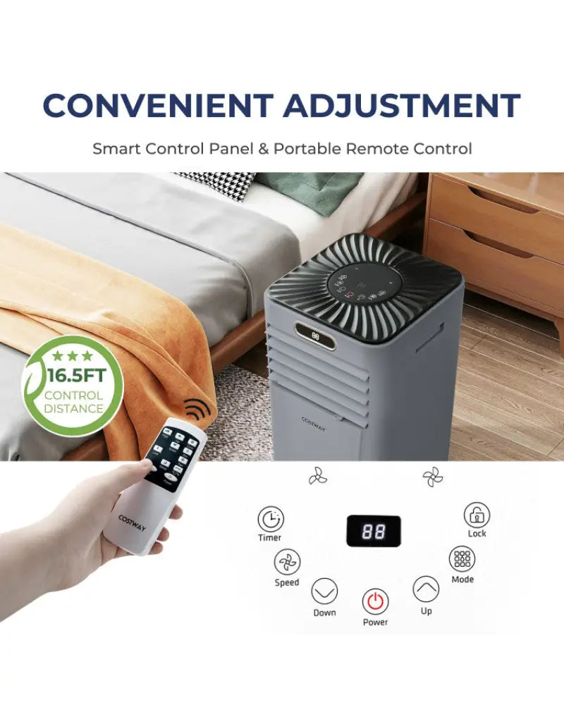 10000 BTU Portable Air Conditioner with Remote Control-Gray - Gray - Portable Air Conditioners