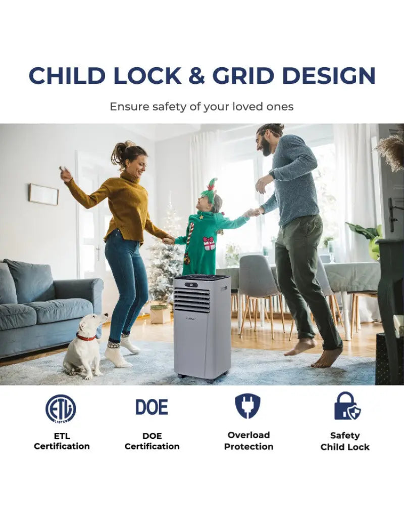 10000 BTU Portable Air Conditioner with Remote Control-Gray - Gray - Portable Air Conditioners