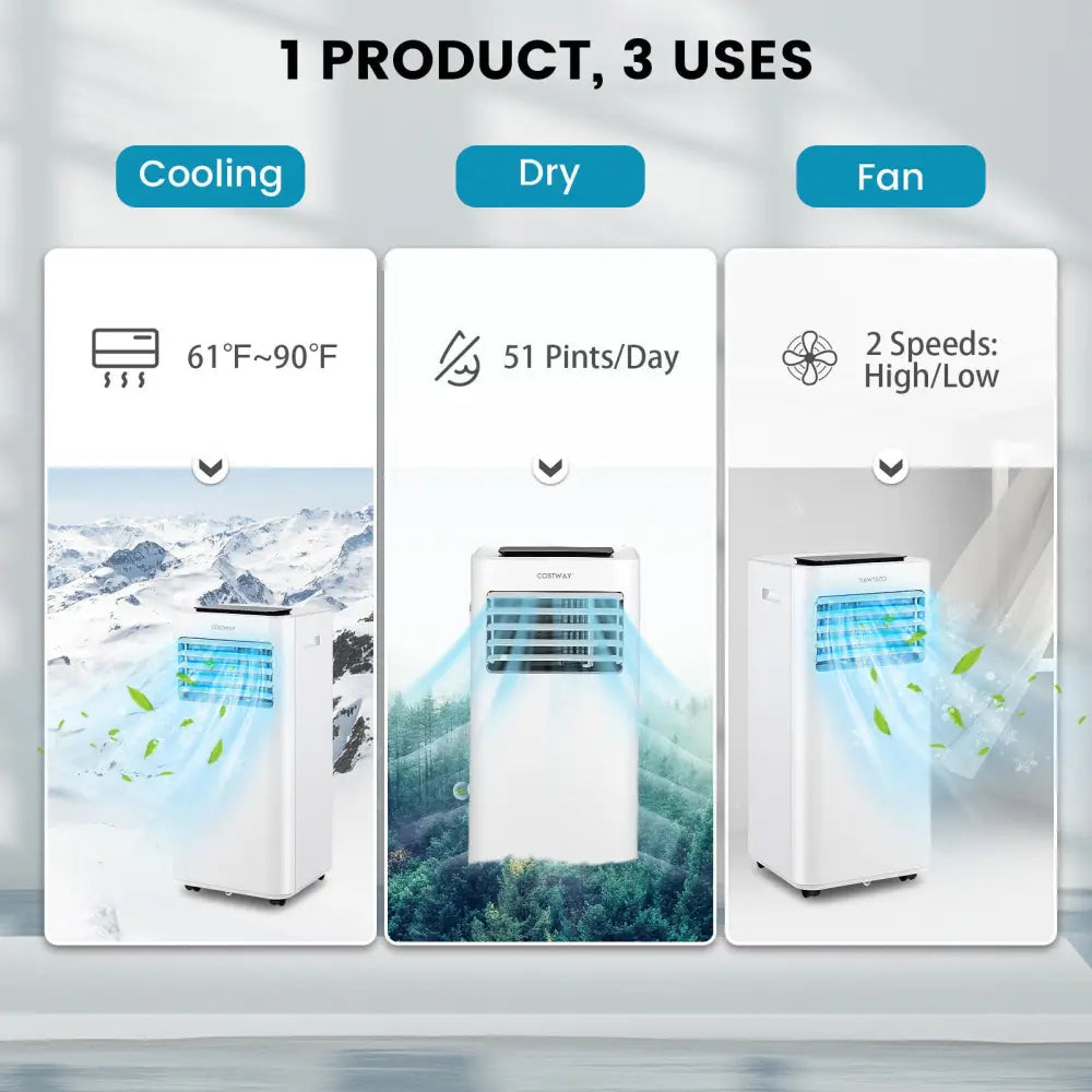 10000 BTU Portable Air Conditioner with Sleep Mode-10000 BTU - White - Portable Air Conditioners