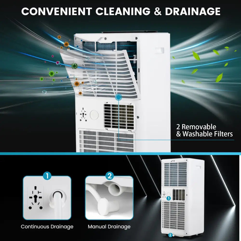 10000 BTU Portable Air Conditioner with Sleep Mode-10000 BTU - White - Portable Air Conditioners