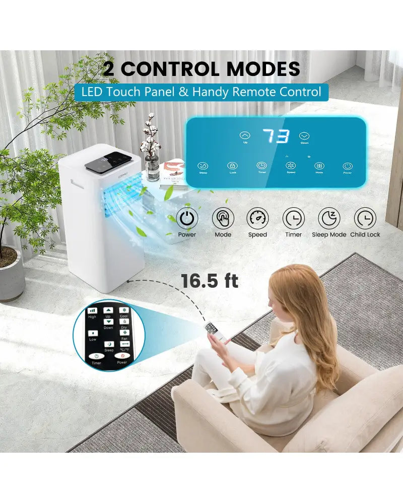 10000 BTU Portable Air Conditioner with Sleep Mode-10000 BTU - White - Portable Air Conditioners