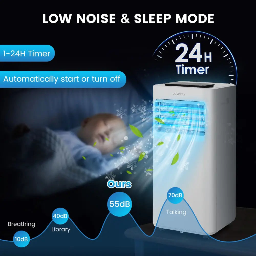 10000 BTU Portable Air Conditioner with Sleep Mode-10000 BTU - White - Portable Air Conditioners