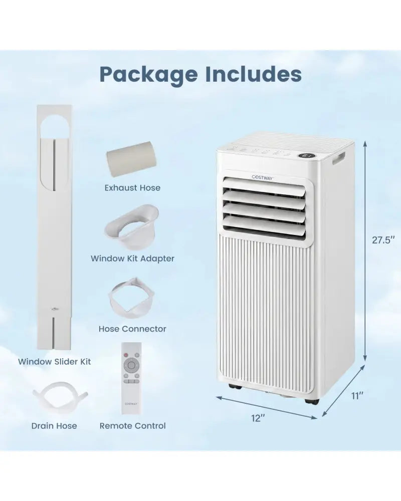 10000 BTU Portable AC with Sleep Mode and Window Kit Cools 450 Sq.Ft-White - White - Air Coolers