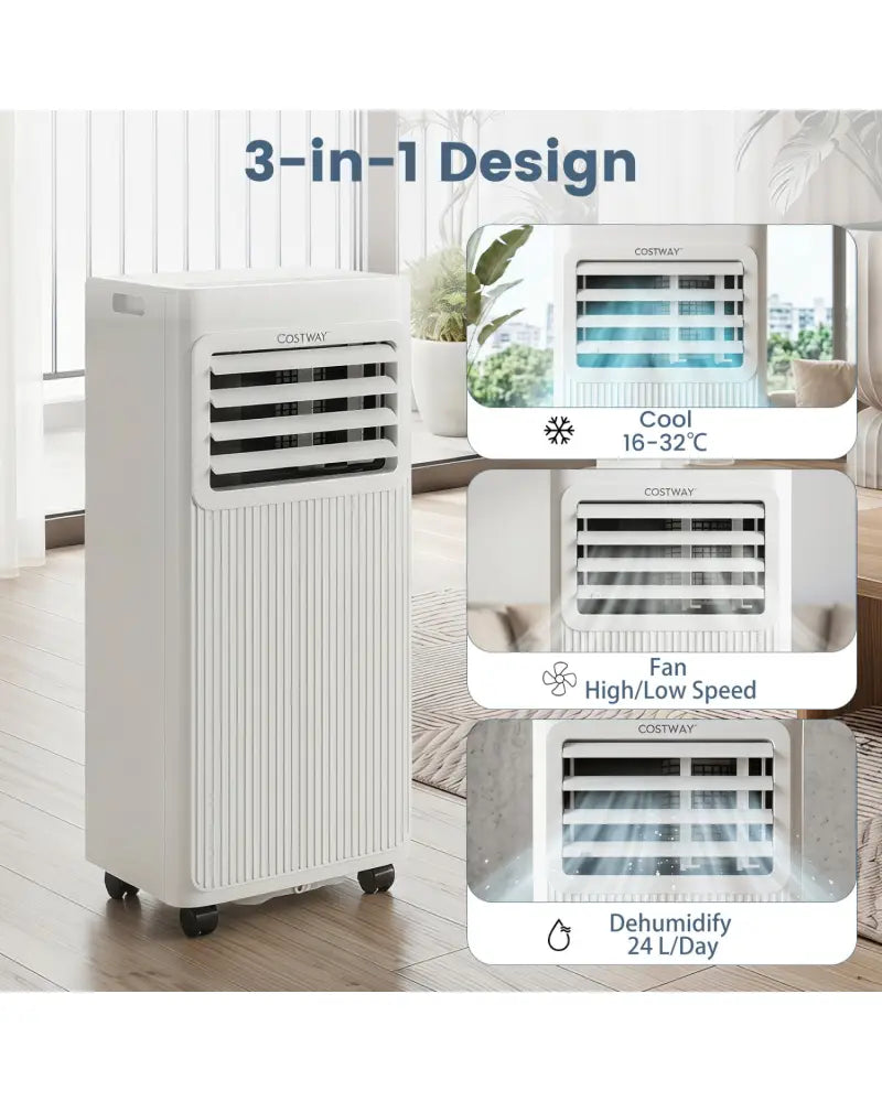 10000 BTU Portable AC with Sleep Mode and Window Kit Cools 450 Sq.Ft-White - White - Air Coolers