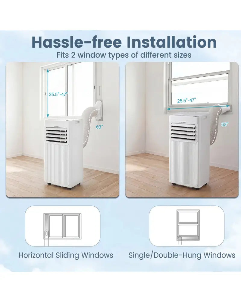 10000 BTU Portable AC with Sleep Mode and Window Kit Cools 450 Sq.Ft-White - White - Air Coolers