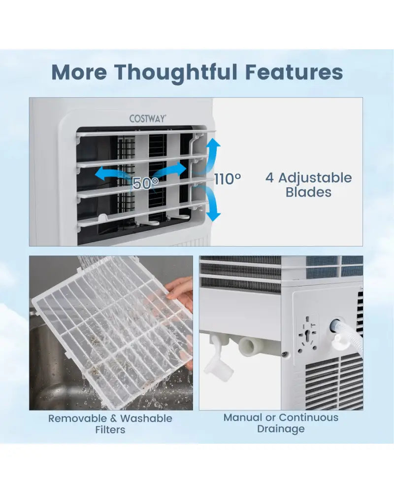 10000 BTU Portable AC with Sleep Mode and Window Kit Cools 450 Sq.Ft-White - White - Air Coolers