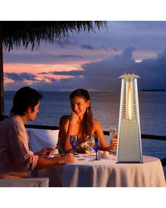 10000 BTU Portable Stainless Steel Tabletop Patio Heater with Glass Tube - Silver - Patio Heaters