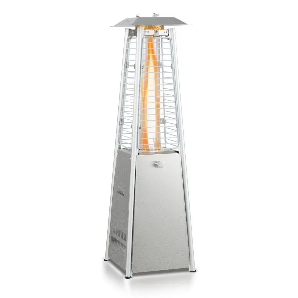 10000 BTU Portable Stainless Steel Tabletop Patio Heater with Glass Tube - Silver - Patio Heaters