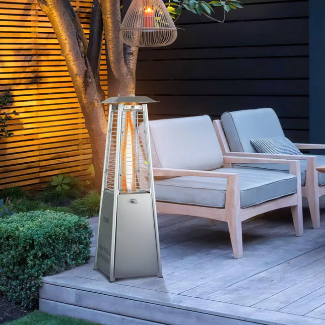10000 BTU Portable Stainless Steel Tabletop Patio Heater with Glass Tube - Silver - Patio Heaters