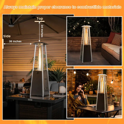 10000 BTU Portable Steel Tabletop Patio Heater with Glass Tube - Black - Patio Heaters