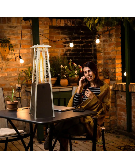 10000 BTU Portable Steel Tabletop Patio Heater with Glass Tube - Black - Patio Heaters