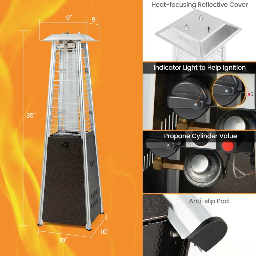 10000 BTU Portable Steel Tabletop Patio Heater with Glass Tube - Black - Patio Heaters