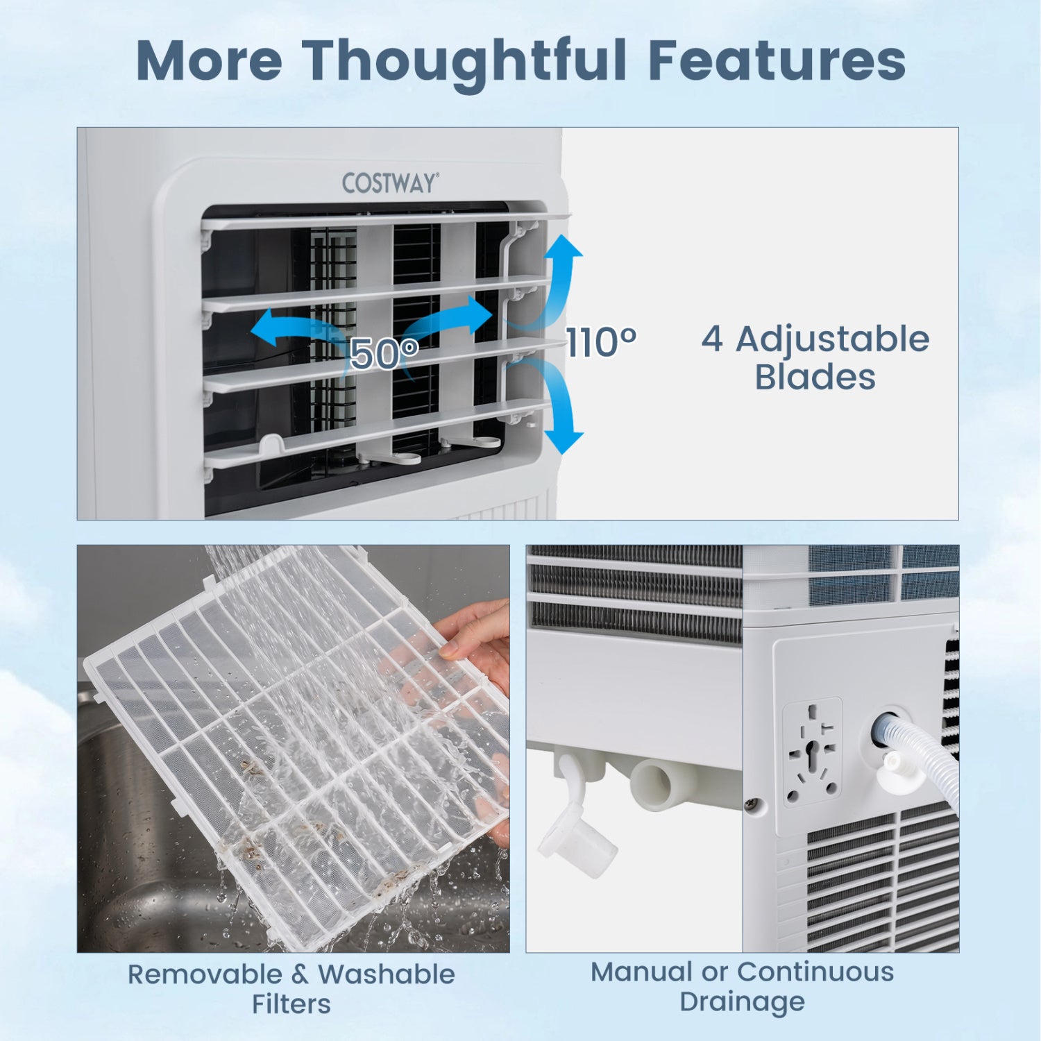 10000 BTU Portable AC with Sleep Mode and Window Kit Cools 450 Sq.Ft-White