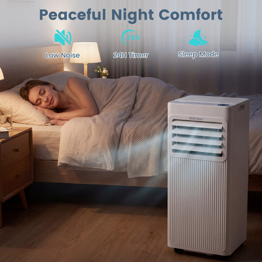 10000 BTU Portable AC with Sleep Mode and Window Kit Cools 450 Sq.Ft-White