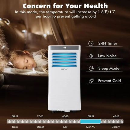 10000BTU 3-in-1 Portable Air Conditioner with Remote Control-White Costway