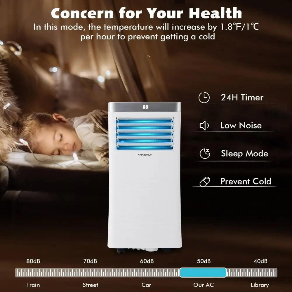 10000BTU 3-in-1 Portable Air Conditioner with Remote Control-White Costway