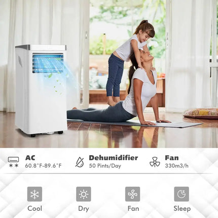 10000BTU 3-in-1 Portable Air Conditioner with Remote Control-White Costway