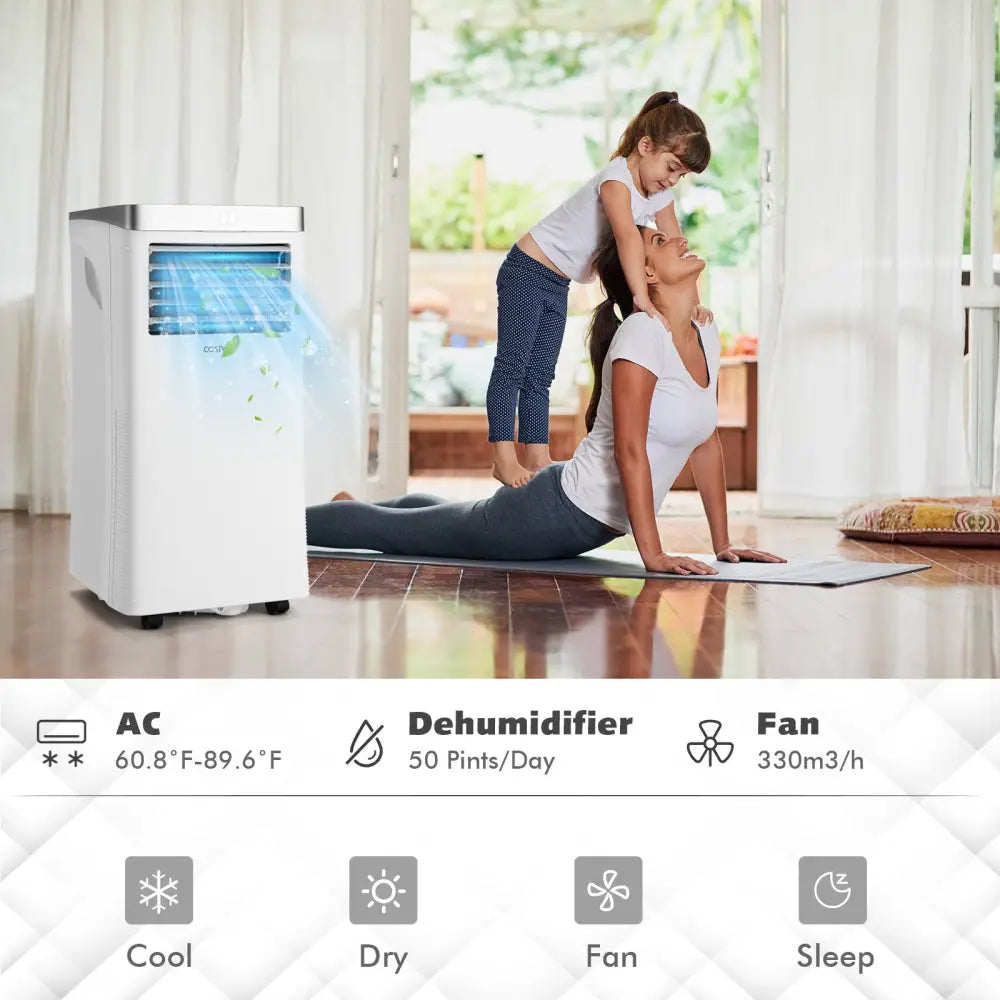 10000BTU 3-in-1 Portable Air Conditioner with Remote Control-White - White - Portable Air Conditioners