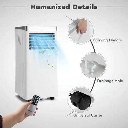 10000BTU 3-in-1 Portable Air Conditioner with Remote Control-White Costway
