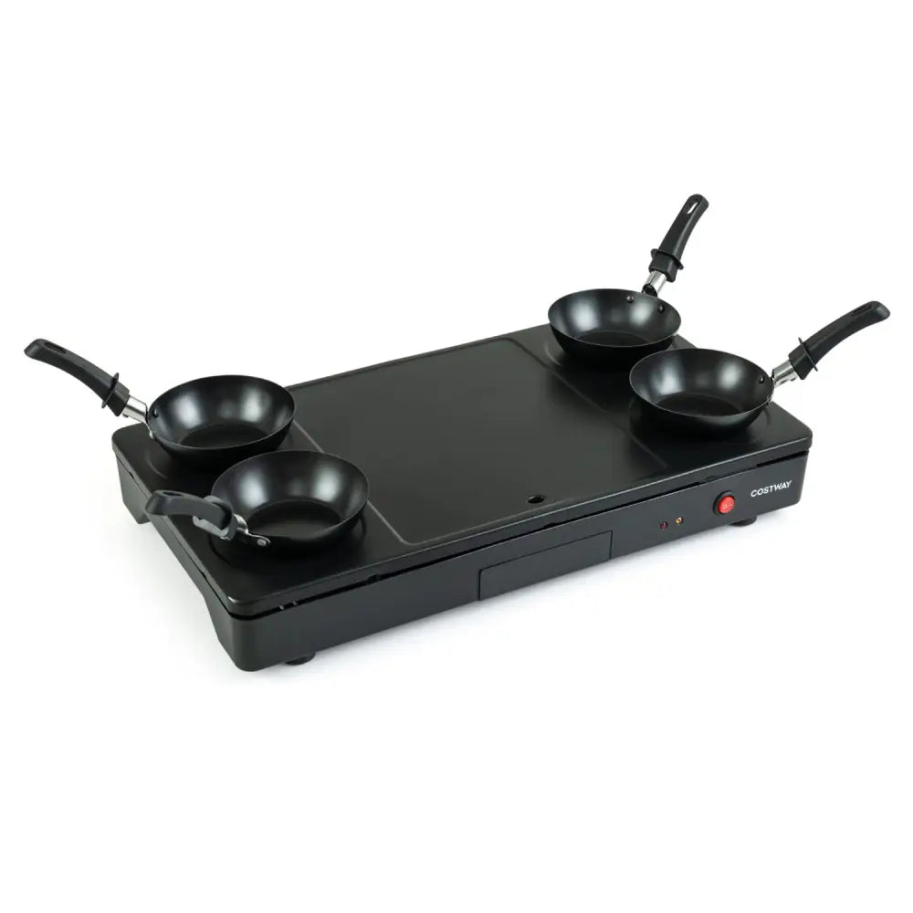 1000W Electric Grill Griddle with 4 Nonstick Woks and Wooden Spatulas for Pancakes - Cookware & Bakeware
