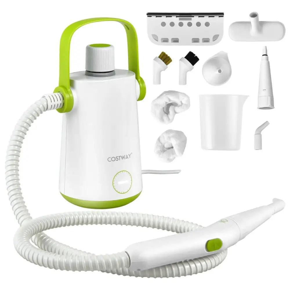 1000W Multifunction Portable Hand-held Steam Cleaner with 10 Accessories-Green Costway