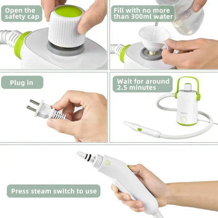 1000W Multifunction Portable Hand-held Steam Cleaner with 10 Accessories-Green Costway