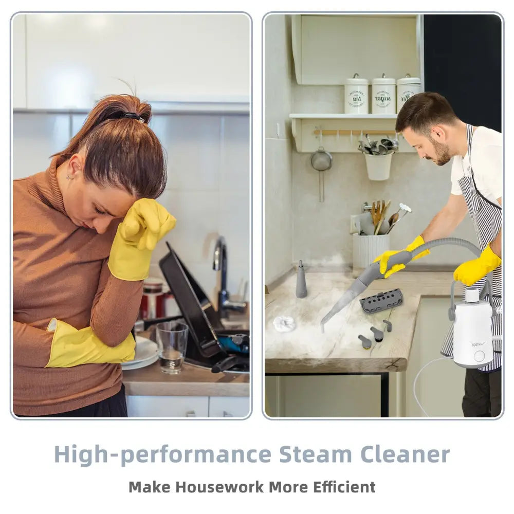1000W Multifunction Portable Hand-held Steam Cleaner with 10 Accessories-Gray - Gray - Vacuums & Cleaners