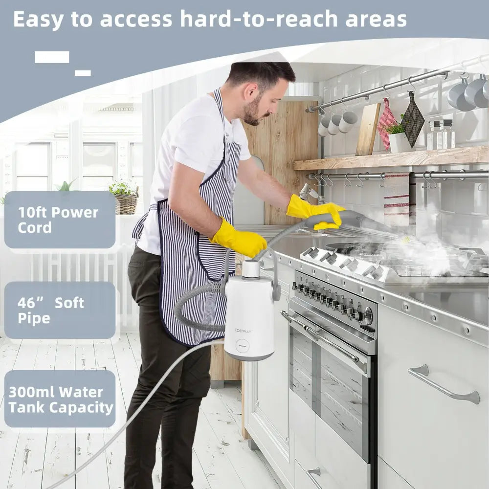 1000W Multifunction Portable Hand-held Steam Cleaner with 10 Accessories-Gray - Gray - Vacuums & Cleaners