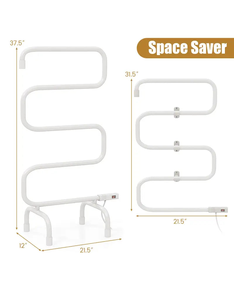 100W Electric Towel Warmer Drying Rack - White - Towel Racks