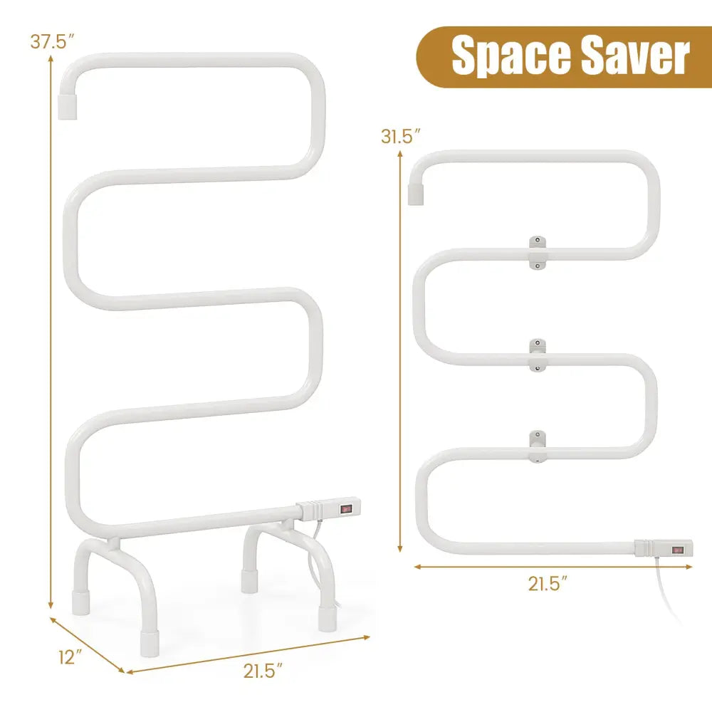 100W Electric Towel Warmer Drying Rack - White - Towel Racks