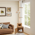 101 Inch Floor to Ceiling Cat Tree Height Adjustable with Litter Box Enclosure-Brown - Brown - Cat Trees Condos &