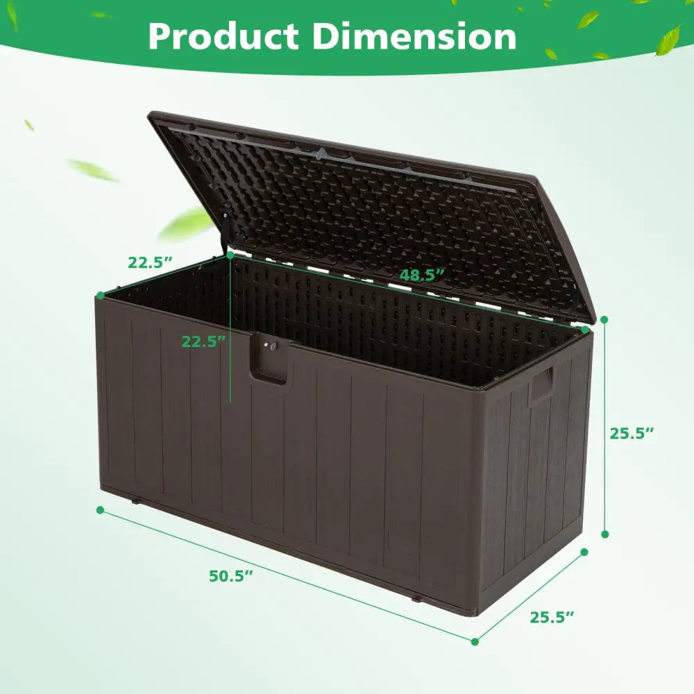 105 Gallon All Weather Large Deck Box Lockable Storage Container - Brown - Sheds & Outdoor Storage
