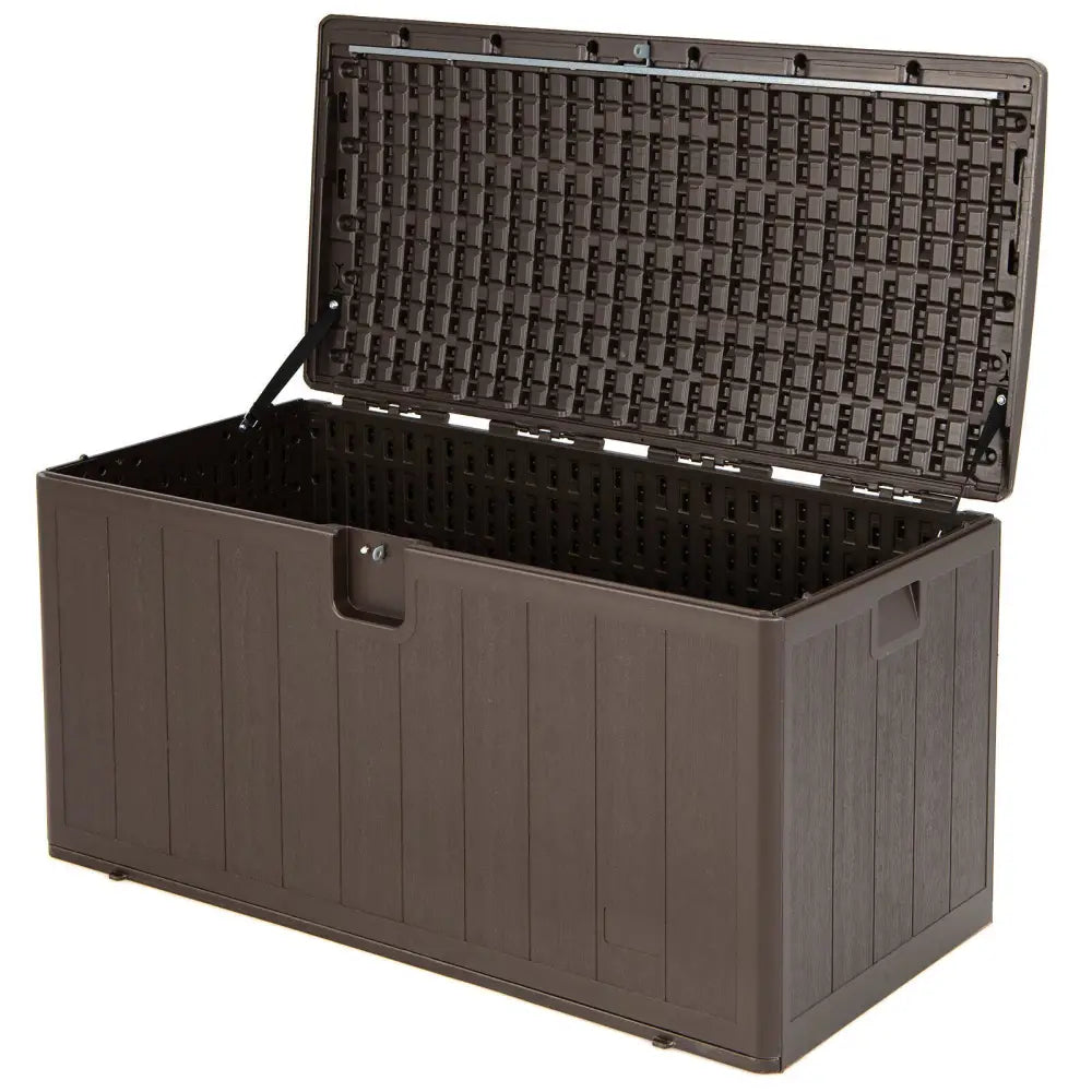 105 Gallon All Weather Large Deck Box Lockable Storage Container - Brown - Sheds & Outdoor Storage