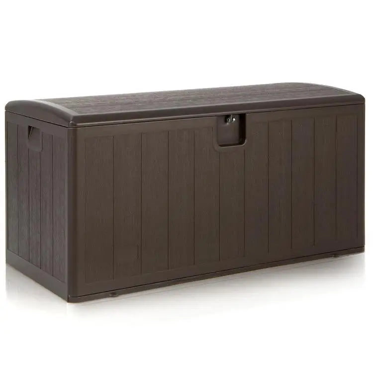 105 Gallon All Weather Large Deck Box Lockable Storage Container - Brown - Sheds & Outdoor Storage