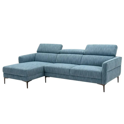 105 Inch L-Shaped Sofa Couch with 3 Adjustable Headrests-Blue Costway