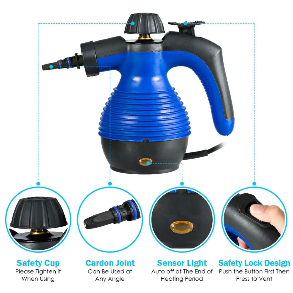 1050W Multi-Purpose Handheld Pressurized Steam Cleaner-Blue Costway